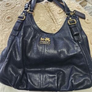 Coach Dark Blue Leather Shoulder Bag
